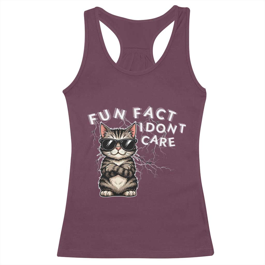Fun Fact I Do Not Care Racerback Tank Top Grumpy Cat Lover - Wonder Print Shop