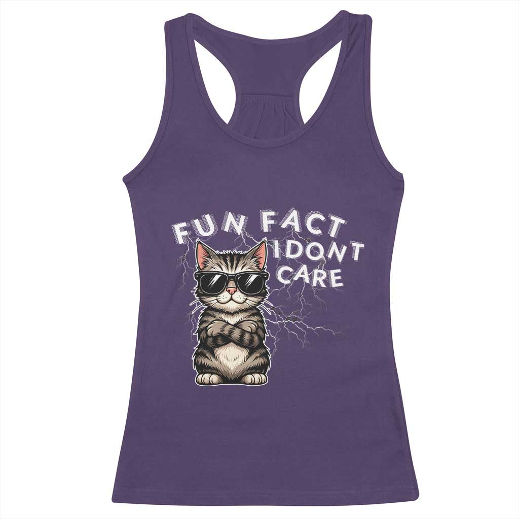Fun Fact I Do Not Care Racerback Tank Top Grumpy Cat Lover - Wonder Print Shop