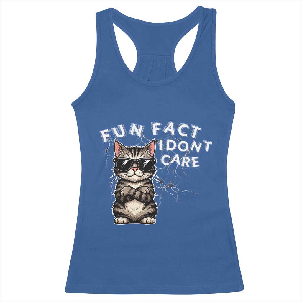 Fun Fact I Do Not Care Racerback Tank Top Grumpy Cat Lover - Wonder Print Shop