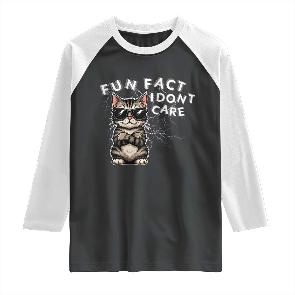 Fun Fact I Do Not Care Raglan Shirt Grumpy Cat Lover - Wonder Print Shop