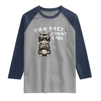 Fun Fact I Do Not Care Raglan Shirt Grumpy Cat Lover - Wonder Print Shop