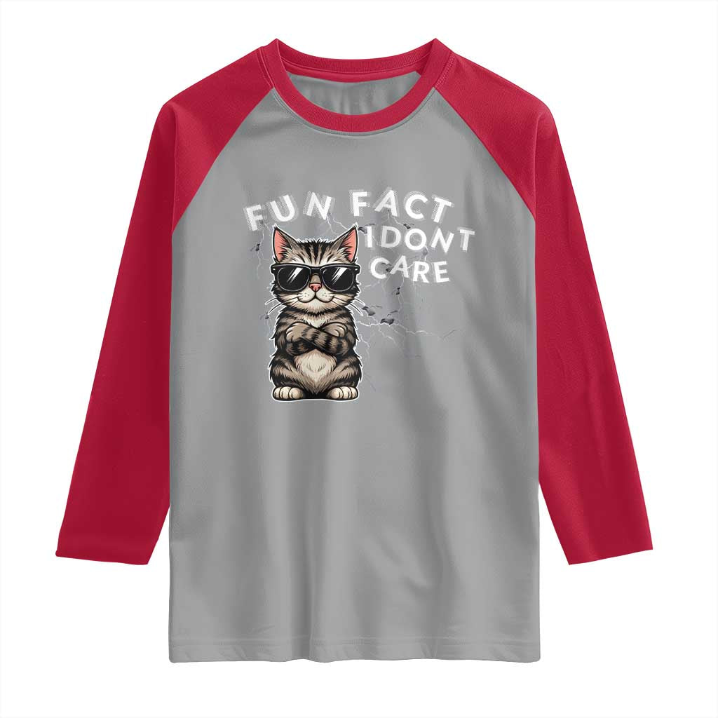 Fun Fact I Do Not Care Raglan Shirt Grumpy Cat Lover - Wonder Print Shop