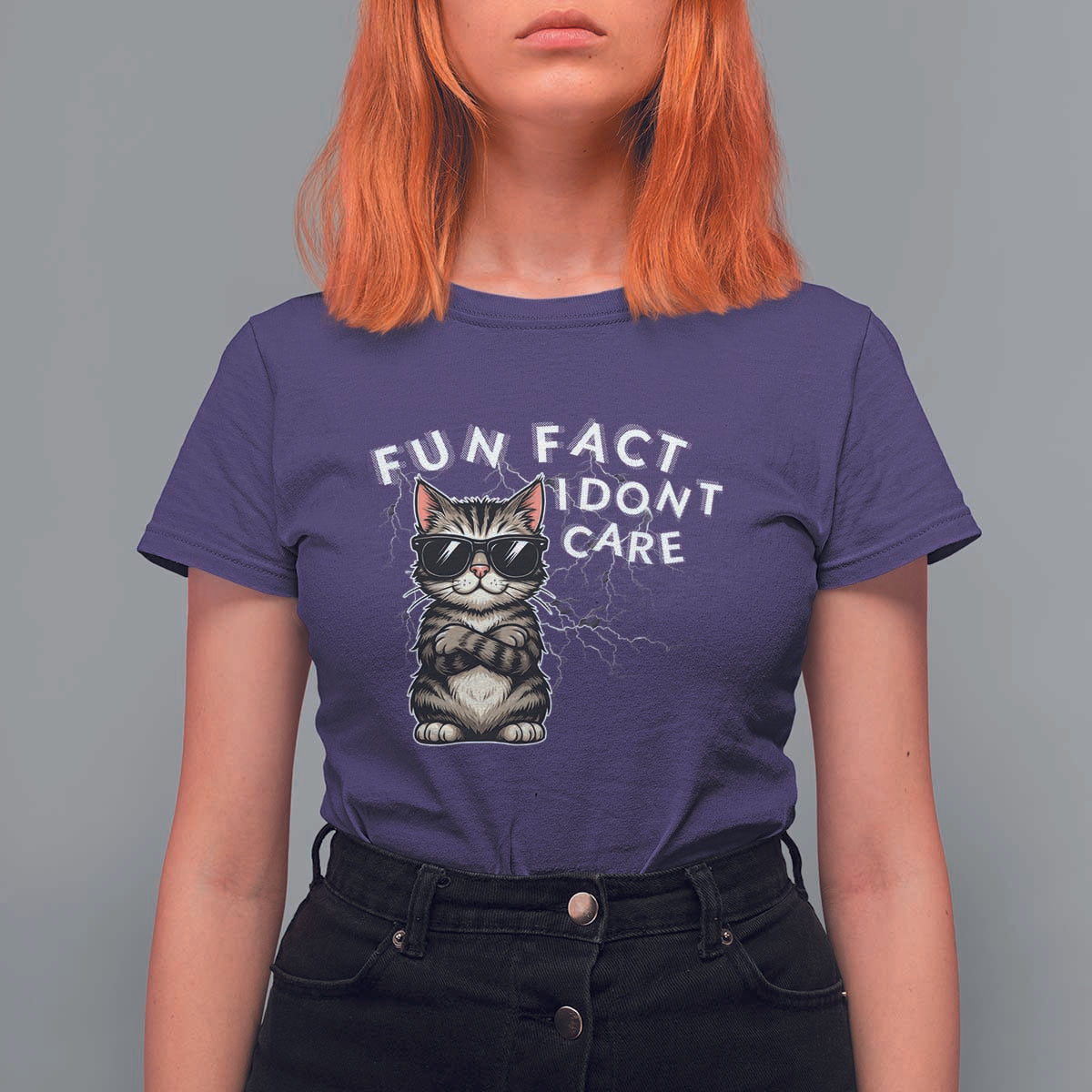 Fun Fact I Do Not Care T Shirt For Women Grumpy Cat Lover - Wonder Print Shop