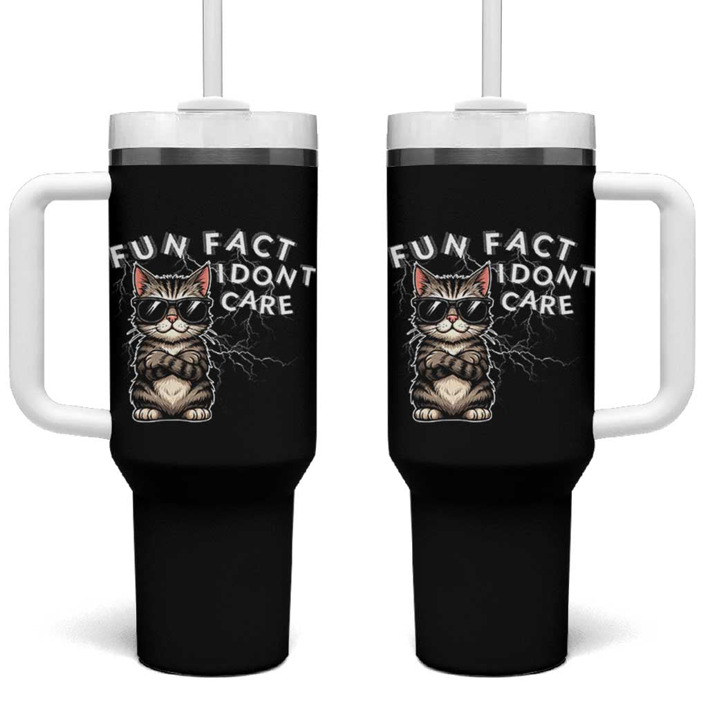 Fun Fact I Do Not Care Tumbler With Handle Grumpy Cat Lover