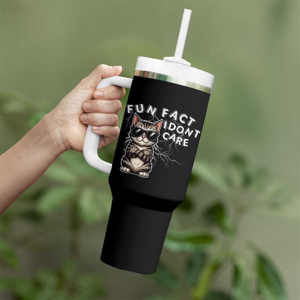 Fun Fact I Do Not Care Tumbler With Handle Grumpy Cat Lover