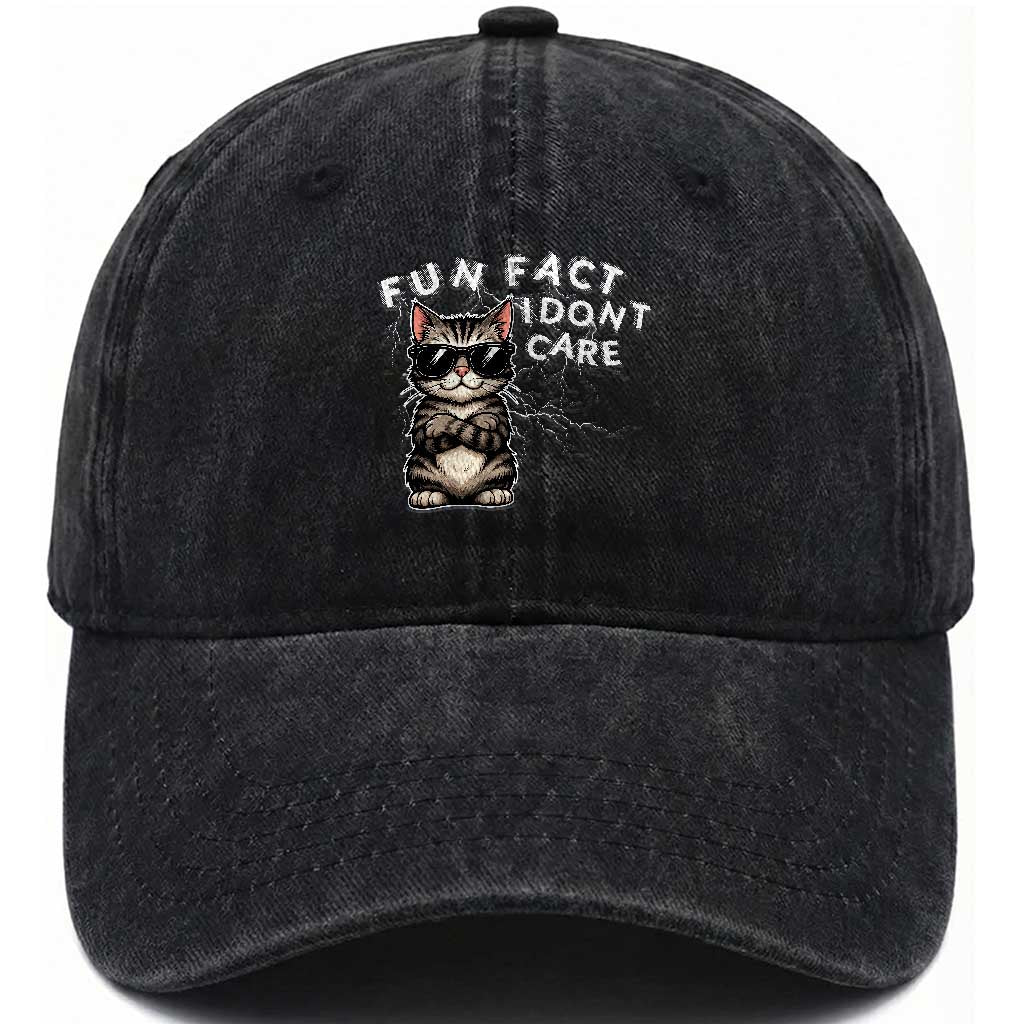 Fun Fact I Do Not Care Washed Cotton Baseball Cap Grumpy Cat Lover