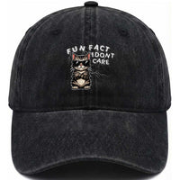 Fun Fact I Do Not Care Washed Cotton Baseball Cap Grumpy Cat Lover