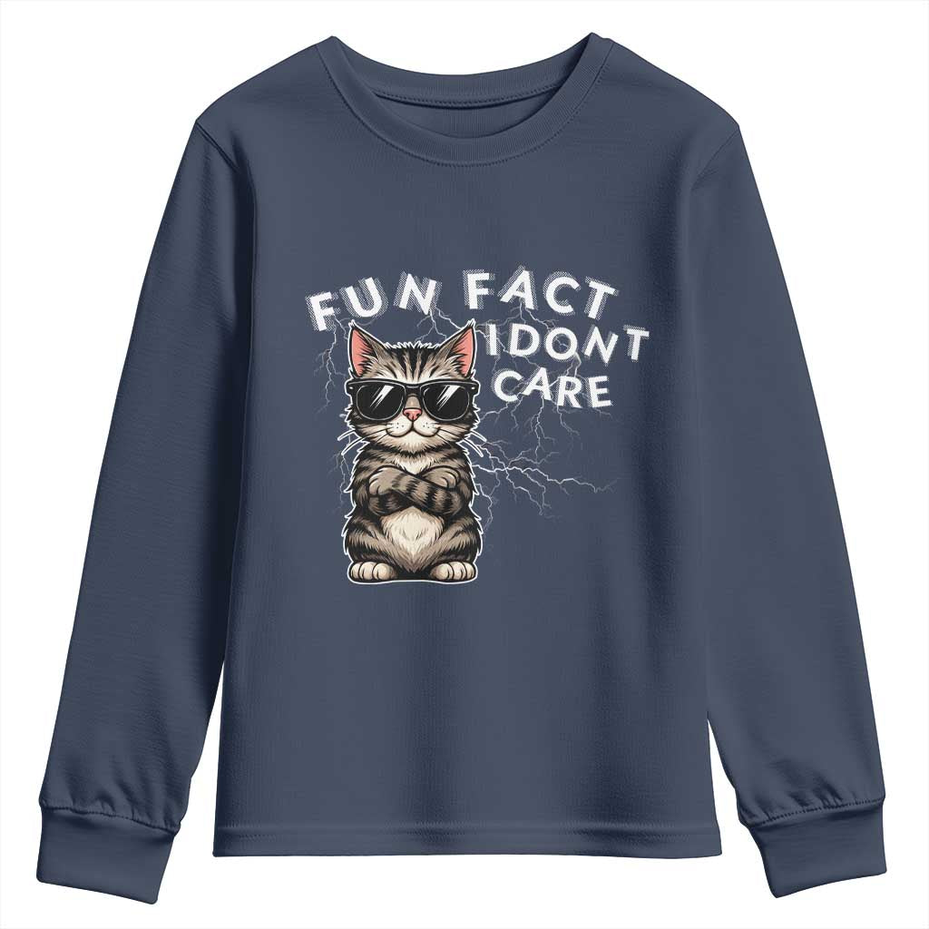 Fun Fact I Do Not Care Youth Sweatshirt Grumpy Cat Lover - Wonder Print Shop