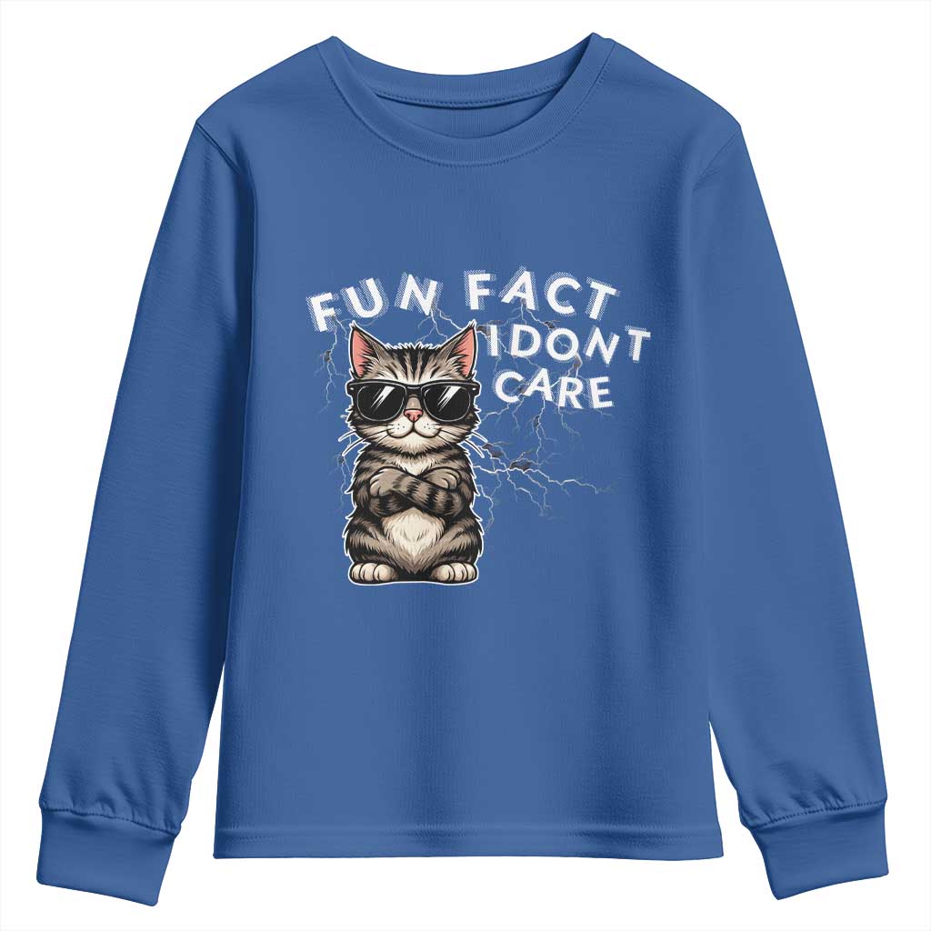 Fun Fact I Do Not Care Youth Sweatshirt Grumpy Cat Lover - Wonder Print Shop