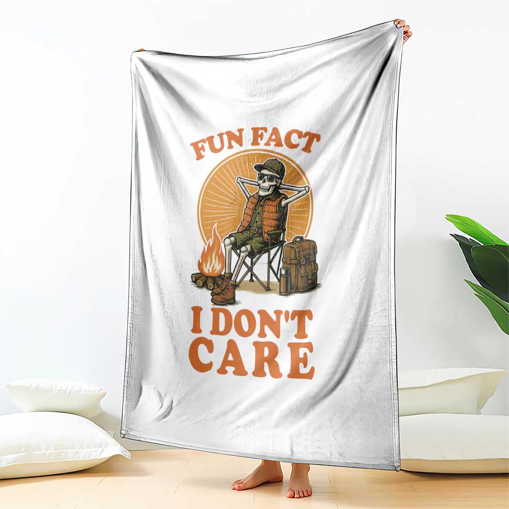 Fun Fact I Do Not Care Throw Blanket Funny Skeleton - Wonder Print Shop