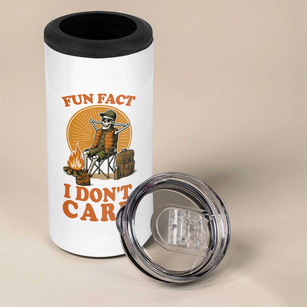 Fun Fact I Do Not Care 4 in 1 Can Cooler Tumbler Funny Skeleton
