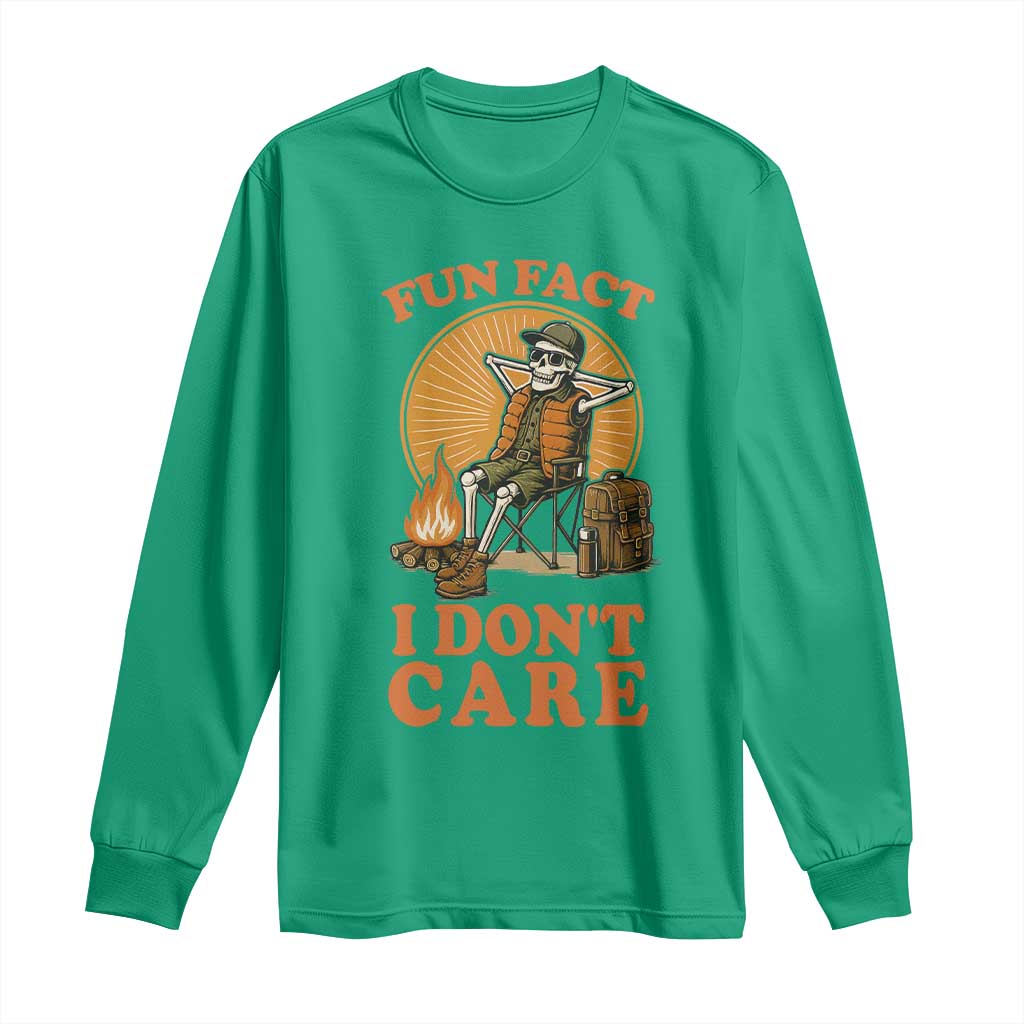 Fun Fact I Do Not Care Long Sleeve Shirt Funny Skeleton - Wonder Print Shop