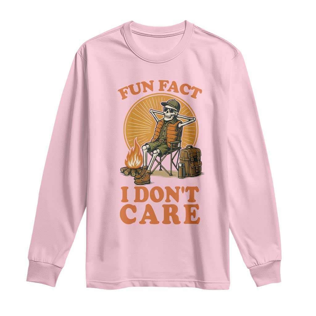 Fun Fact I Do Not Care Long Sleeve Shirt Funny Skeleton - Wonder Print Shop