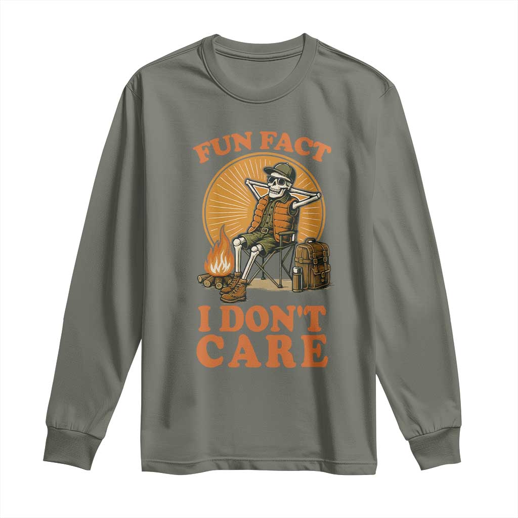 Fun Fact I Do Not Care Long Sleeve Shirt Funny Skeleton - Wonder Print Shop