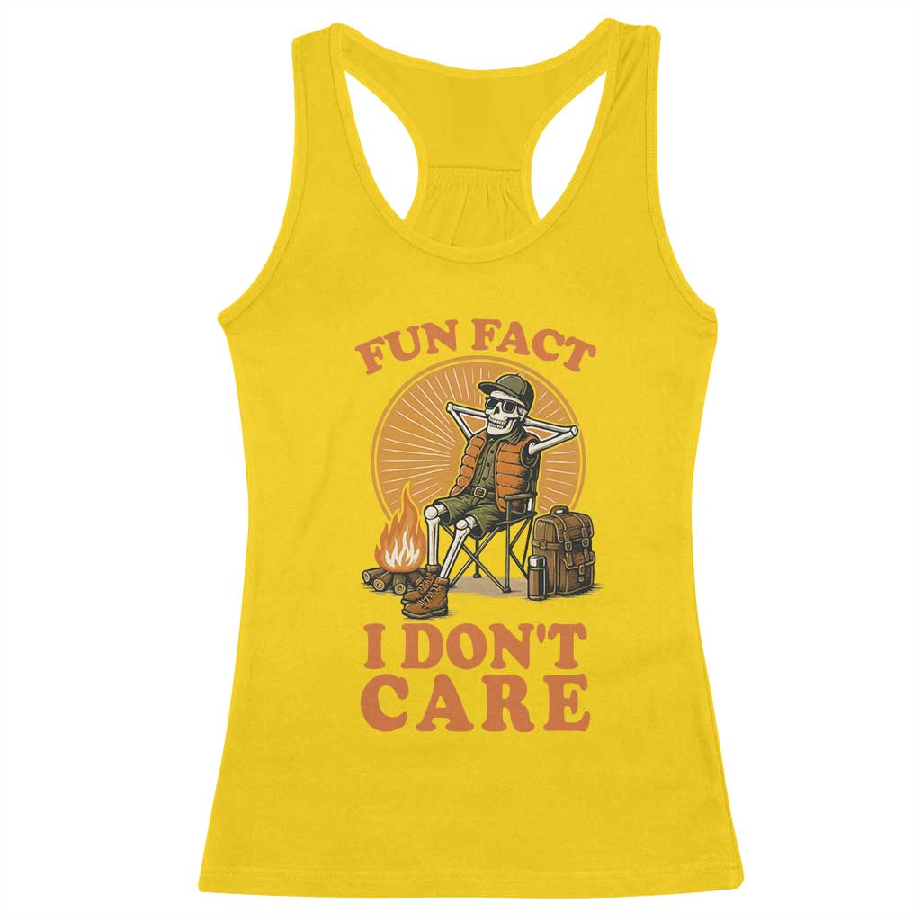 Fun Fact I Do Not Care Racerback Tank Top Funny Skeleton - Wonder Print Shop