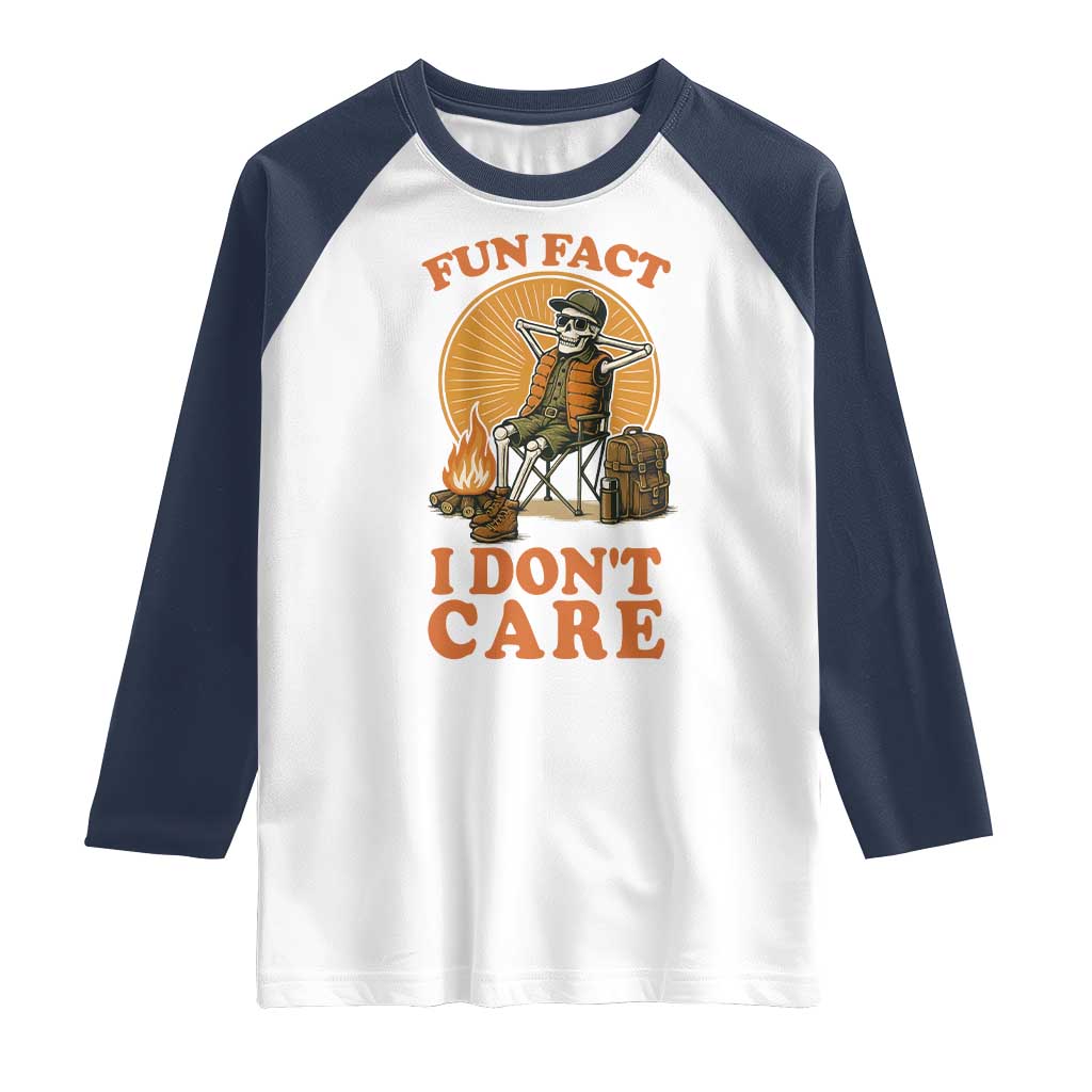 Fun Fact I Do Not Care Raglan Shirt Funny Skeleton - Wonder Print Shop