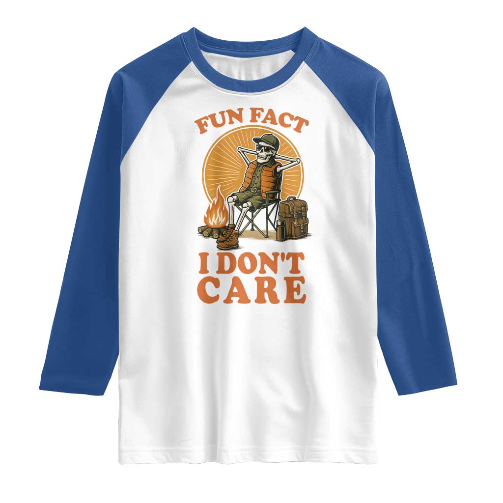 Fun Fact I Do Not Care Raglan Shirt Funny Skeleton - Wonder Print Shop