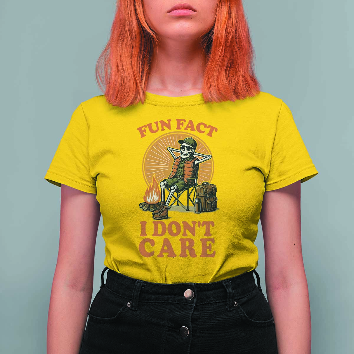 Fun Fact I Do Not Care T Shirt For Women Funny Skeleton - Wonder Print Shop