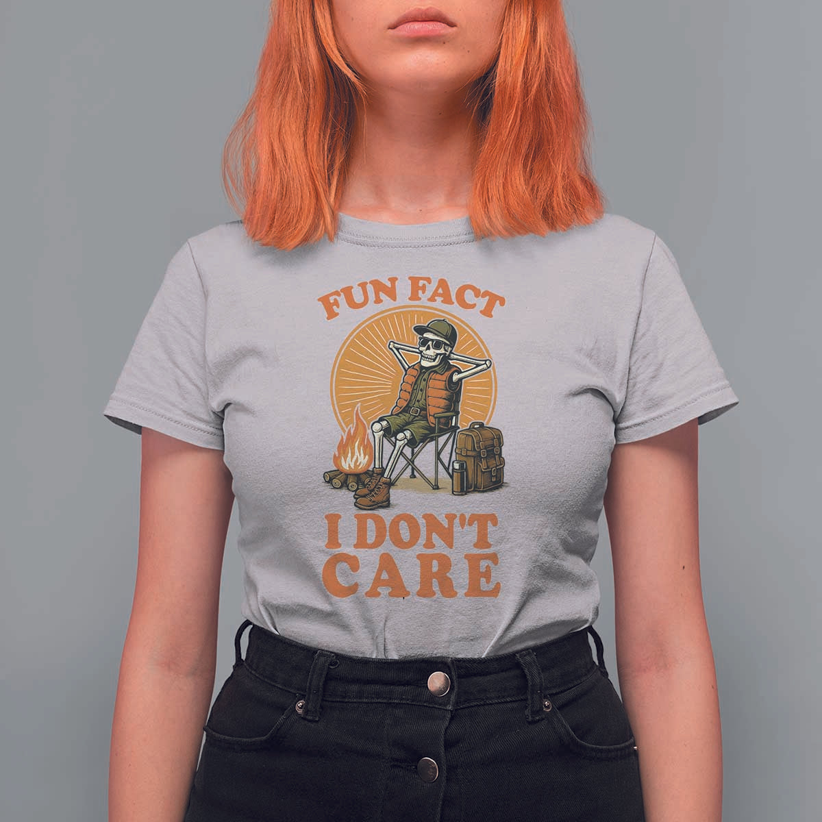 Fun Fact I Do Not Care T Shirt For Women Funny Skeleton - Wonder Print Shop