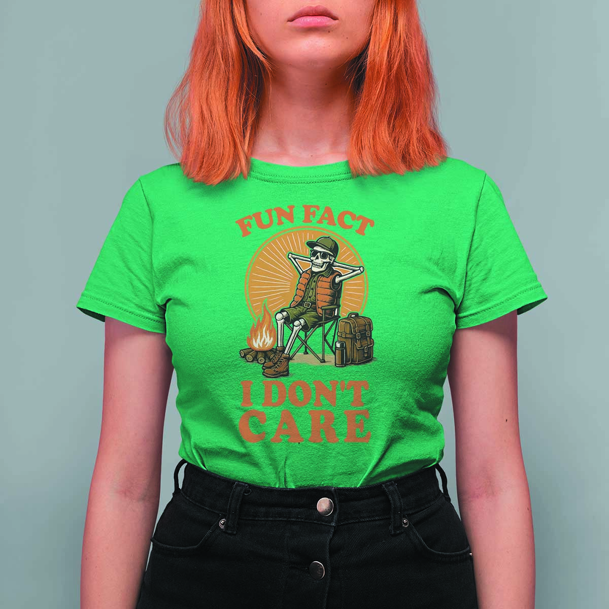 Fun Fact I Do Not Care T Shirt For Women Funny Skeleton - Wonder Print Shop