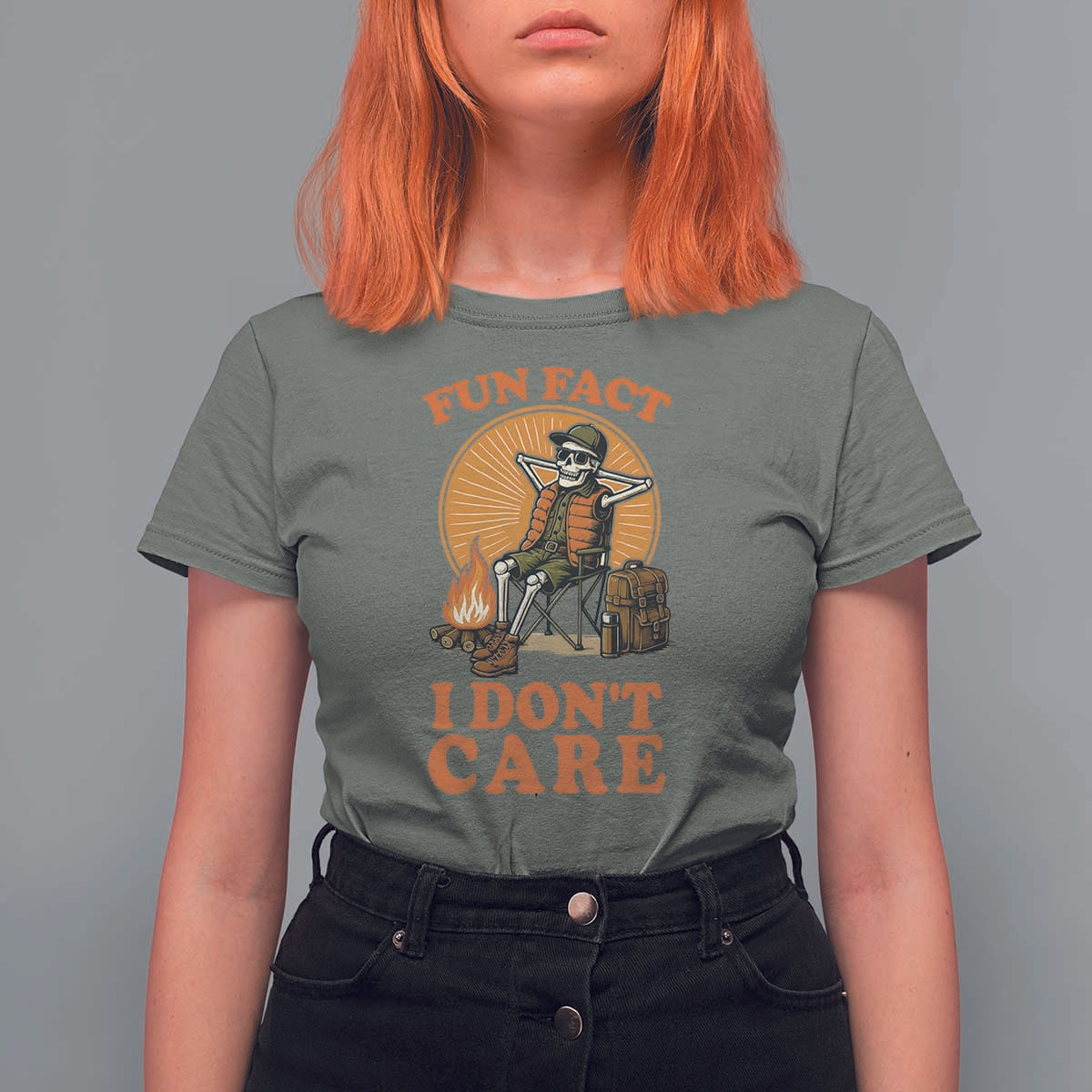 Fun Fact I Do Not Care T Shirt For Women Funny Skeleton - Wonder Print Shop