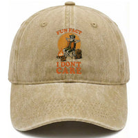 Fun Fact I Do Not Care Washed Cotton Baseball Cap Funny Skeleton