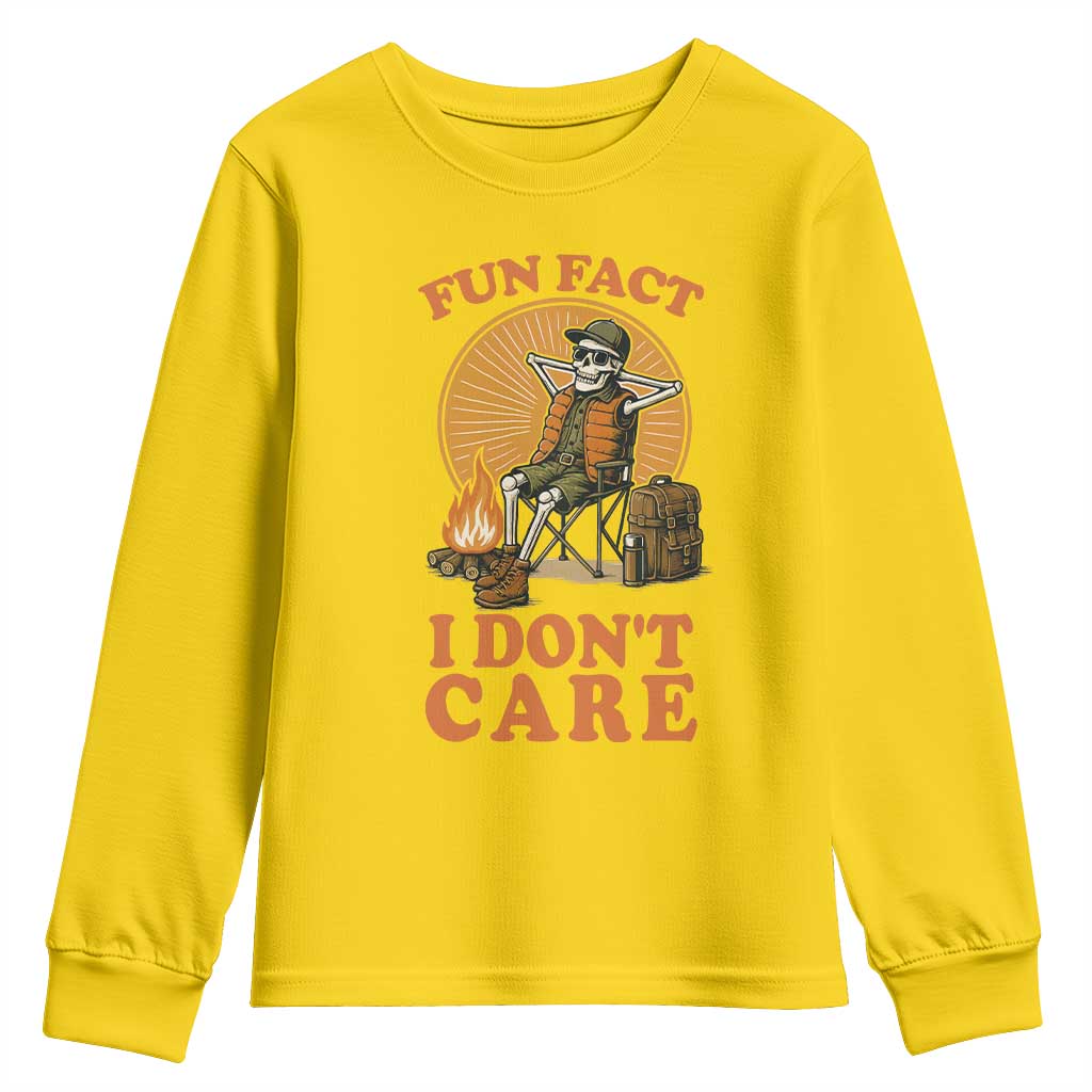 Fun Fact I Do Not Care Youth Sweatshirt Funny Skeleton - Wonder Print Shop