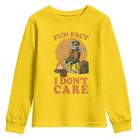 Fun Fact I Do Not Care Youth Sweatshirt Funny Skeleton - Wonder Print Shop