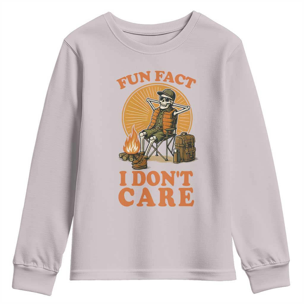 Fun Fact I Do Not Care Youth Sweatshirt Funny Skeleton - Wonder Print Shop