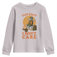 Fun Fact I Do Not Care Youth Sweatshirt Funny Skeleton - Wonder Print Shop