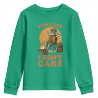 Fun Fact I Do Not Care Youth Sweatshirt Funny Skeleton - Wonder Print Shop