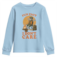 Fun Fact I Do Not Care Youth Sweatshirt Funny Skeleton - Wonder Print Shop