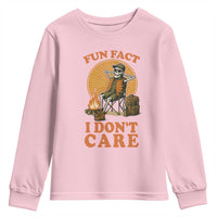 Fun Fact I Do Not Care Youth Sweatshirt Funny Skeleton - Wonder Print Shop