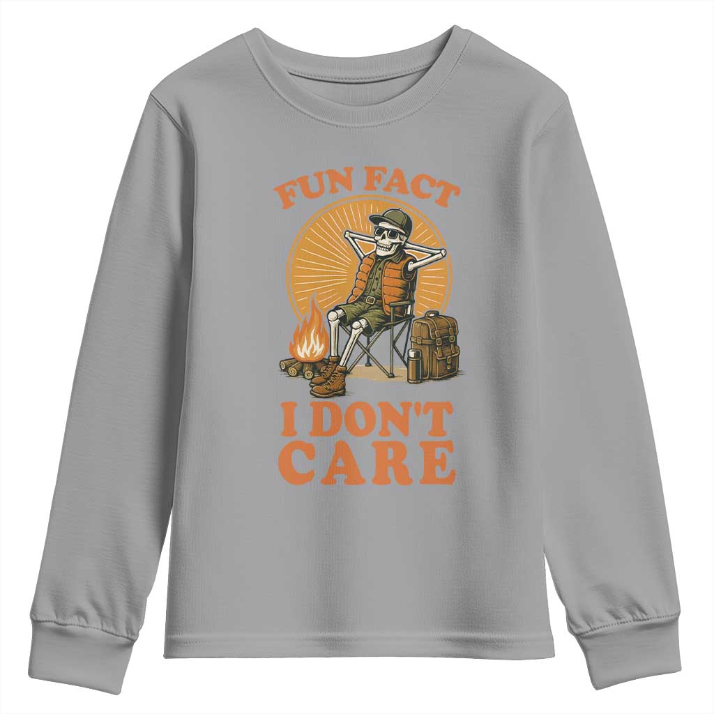 Fun Fact I Do Not Care Youth Sweatshirt Funny Skeleton - Wonder Print Shop