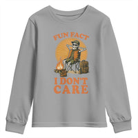 Fun Fact I Do Not Care Youth Sweatshirt Funny Skeleton - Wonder Print Shop
