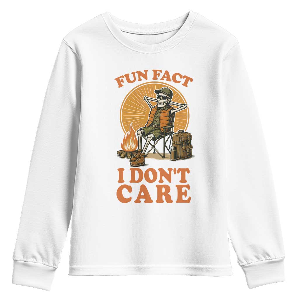 Fun Fact I Do Not Care Youth Sweatshirt Funny Skeleton - Wonder Print Shop