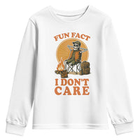 Fun Fact I Do Not Care Youth Sweatshirt Funny Skeleton - Wonder Print Shop