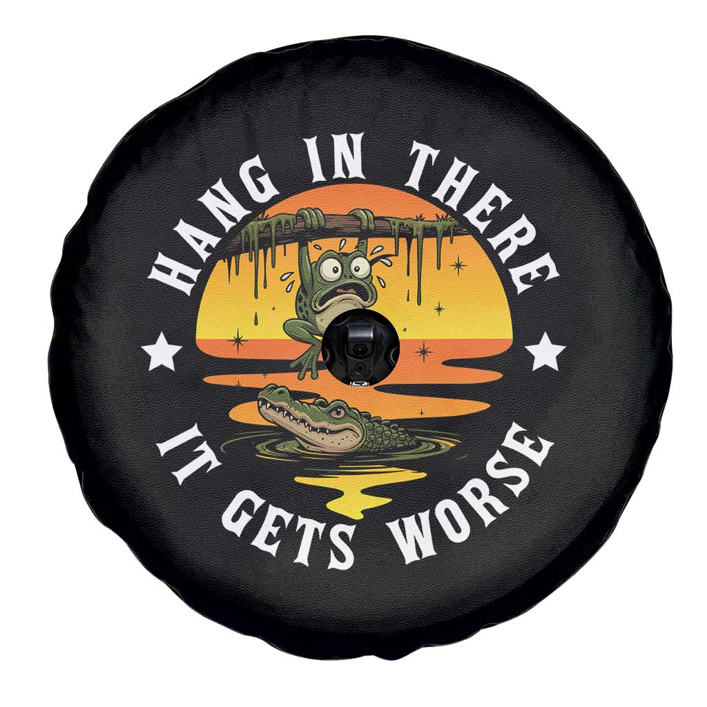 Hang In There It Gets Worse Spare Tire Cover Funny Frog - Wonder Print Shop