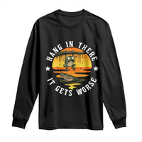 Hang In There It Gets Worse Long Sleeve Shirt Funny Frog - Wonder Print Shop