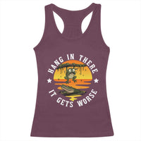Hang In There It Gets Worse Racerback Tank Top Funny Frog - Wonder Print Shop