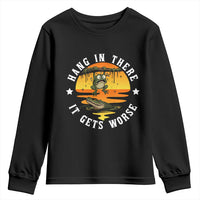 Hang In There It Gets Worse Youth Sweatshirt Funny Frog - Wonder Print Shop