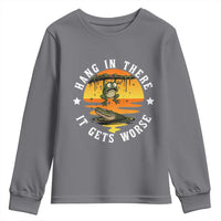 Hang In There It Gets Worse Youth Sweatshirt Funny Frog - Wonder Print Shop