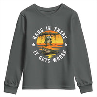 Hang In There It Gets Worse Youth Sweatshirt Funny Frog - Wonder Print Shop