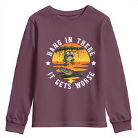 Hang In There It Gets Worse Youth Sweatshirt Funny Frog - Wonder Print Shop
