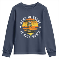Hang In There It Gets Worse Youth Sweatshirt Funny Frog - Wonder Print Shop