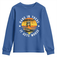 Hang In There It Gets Worse Youth Sweatshirt Funny Frog - Wonder Print Shop