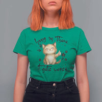 Hang In There It Gets Worse T Shirt For Women Cat Lover - Wonder Print Shop