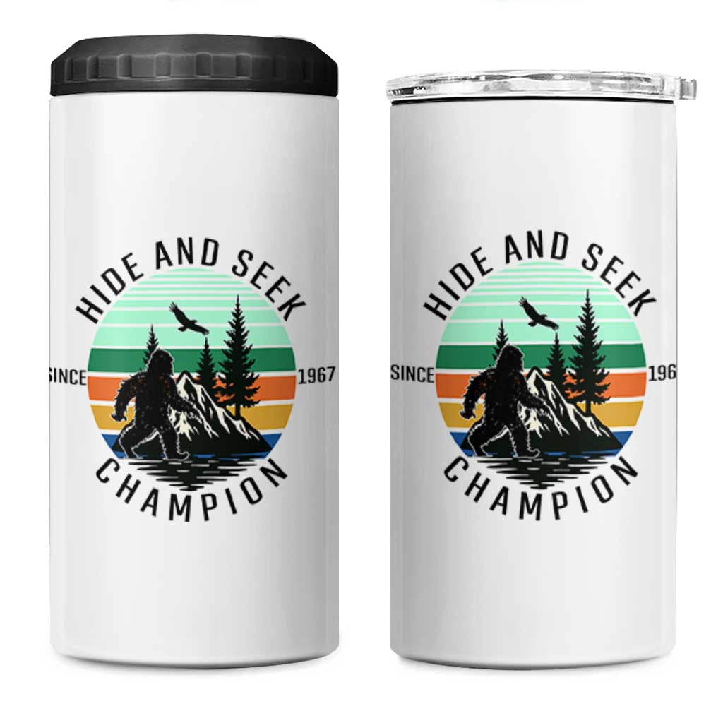 Hide And Seek Champion 4 in 1 Can Cooler Tumbler Bigfoot Lover Gift