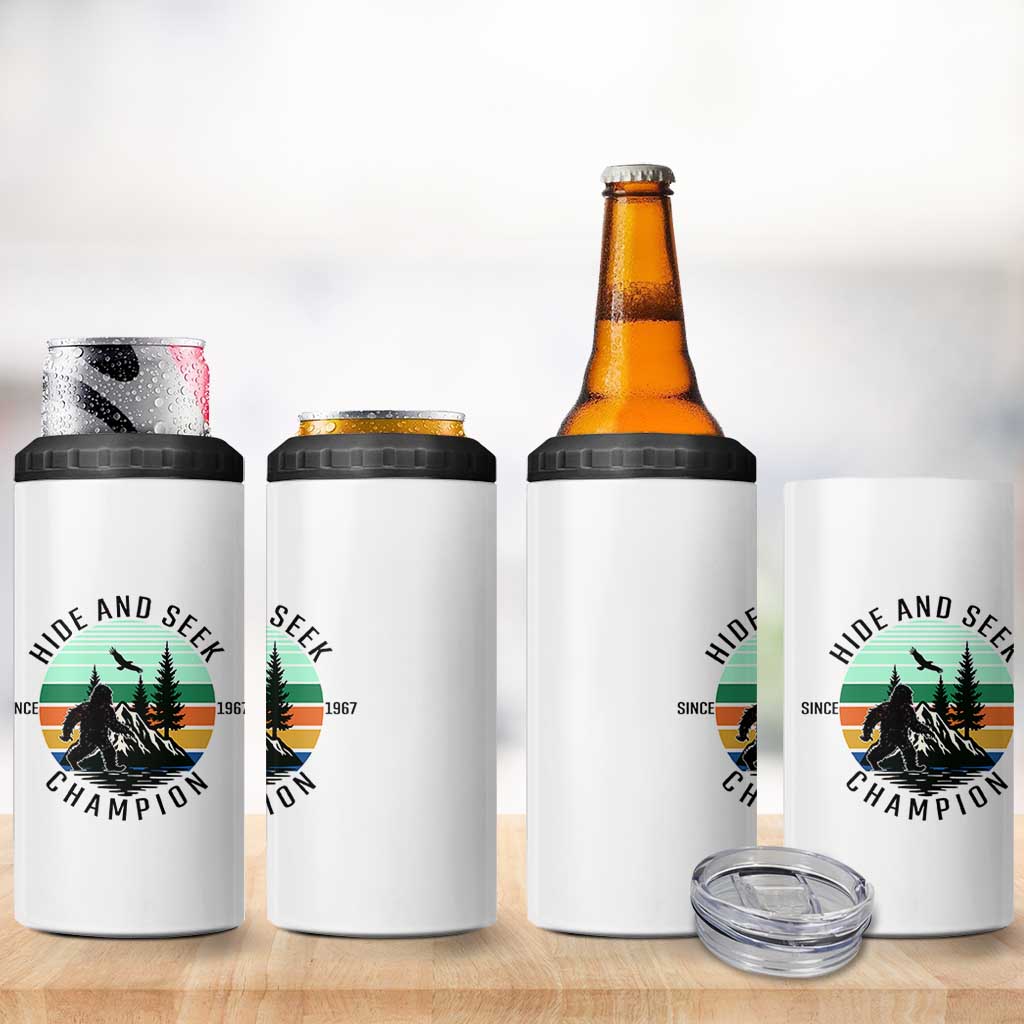 Hide And Seek Champion 4 in 1 Can Cooler Tumbler Bigfoot Lover Gift