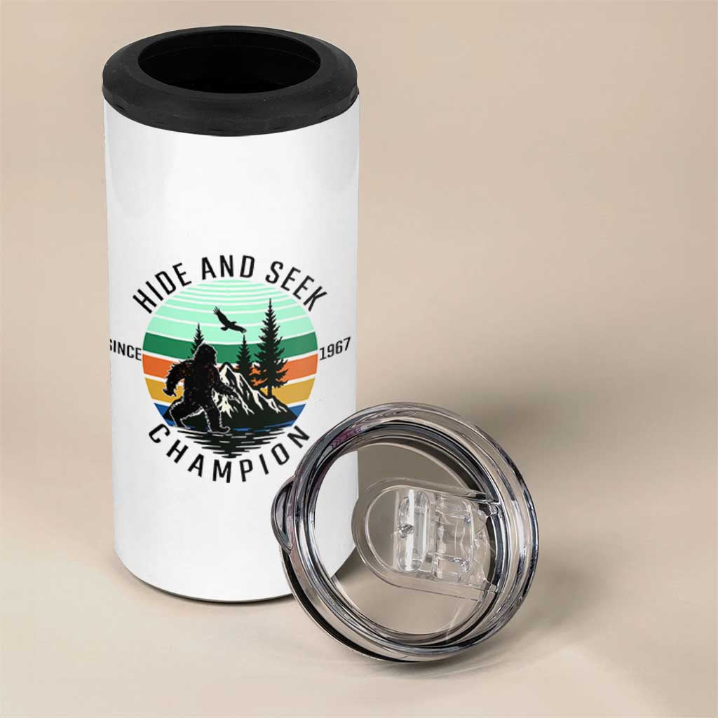 Hide And Seek Champion 4 in 1 Can Cooler Tumbler Bigfoot Lover Gift